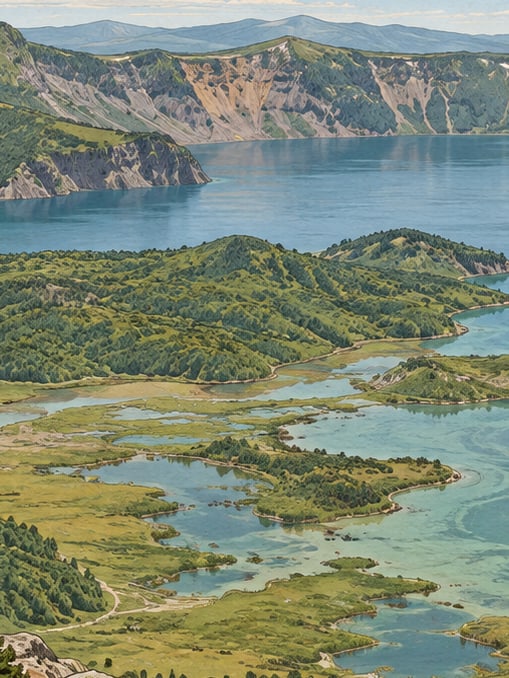 Zeichnung: Kratersee Nemrut, Bitlis