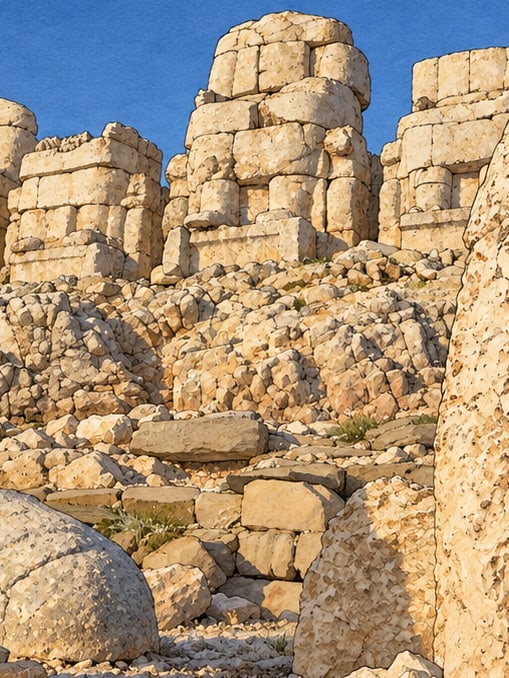 Ilustración: Yacimiento arqueológico de Nemrut, Adıyaman