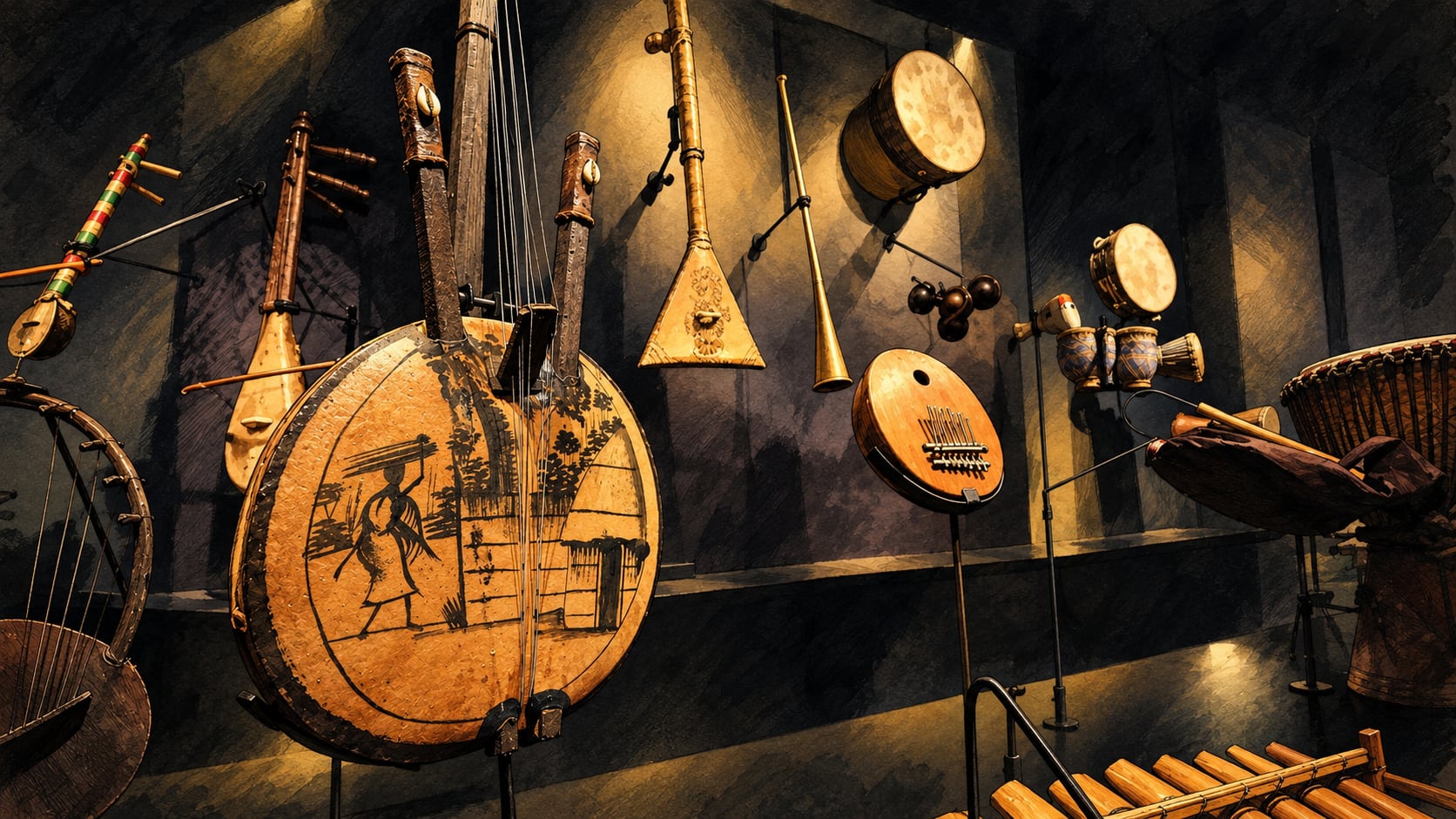 Nilüfer Municipality Dr. Hüseyin Parkan Sanlıkol Music Instruments Museum çizimi, Bursa