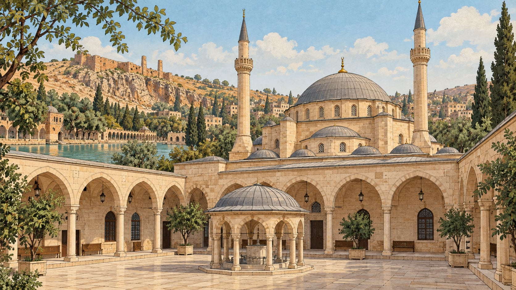 Nimetullah Mosque / Ak Mosque çizimi, Şanlıurfa
