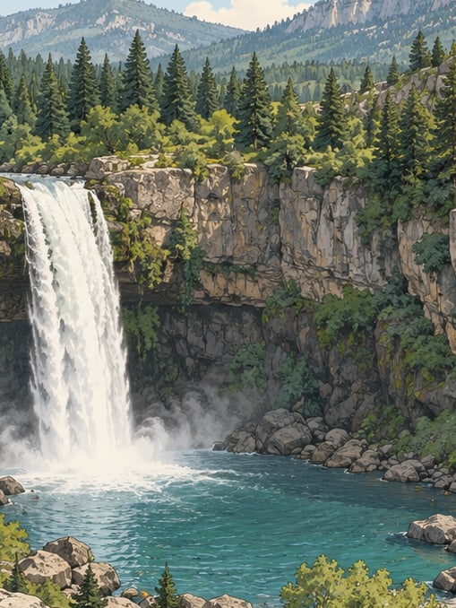 Zeichnung: Naturpark Obruk-Wasserfall, Adana
