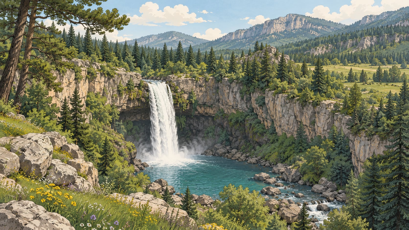 Obruk Waterfall Nature Park çizimi, Adana