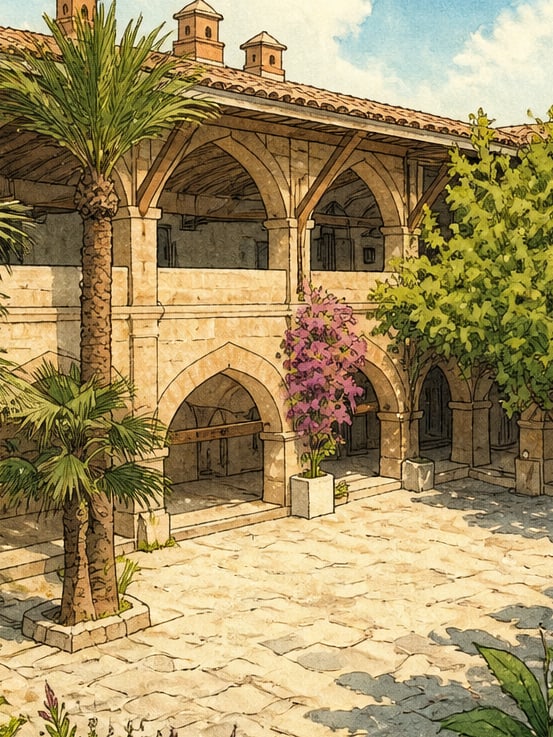 Zeichnung: Karawanserei Öküz Mehmet Paşa, Aydın