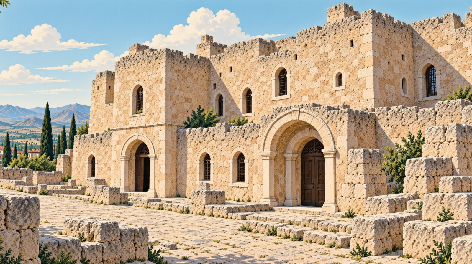 Öküz Mehmet Paşa Caravanserai çizimi, Aydın