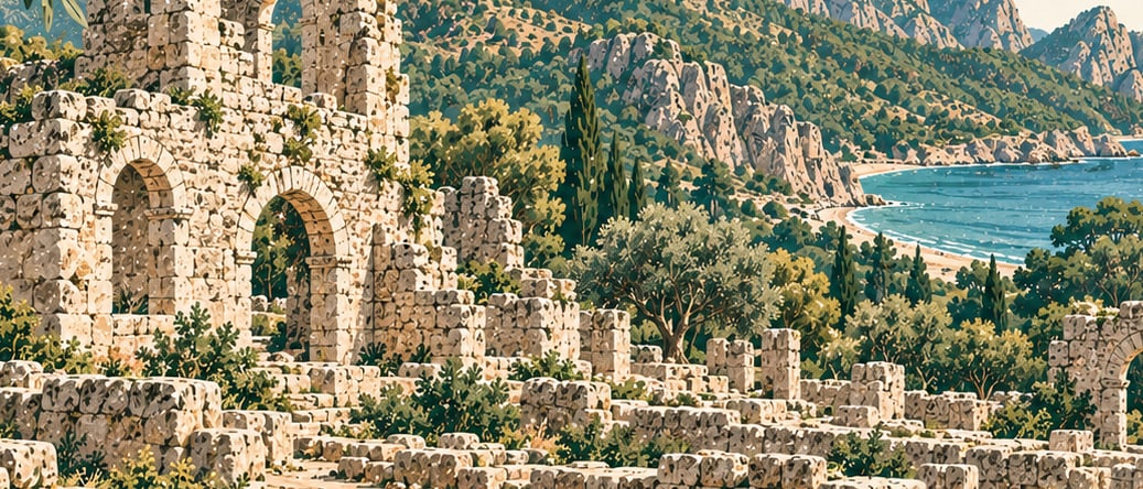 Olympos Archaeological Site çizimi, Antalya