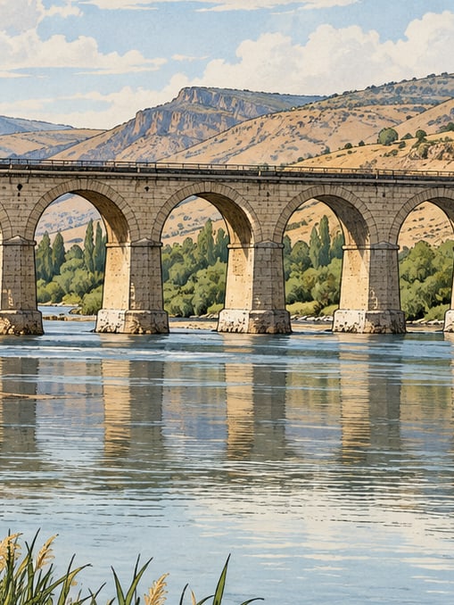 Zeichnung: Zehnbogige DDY-Brücke, Batman