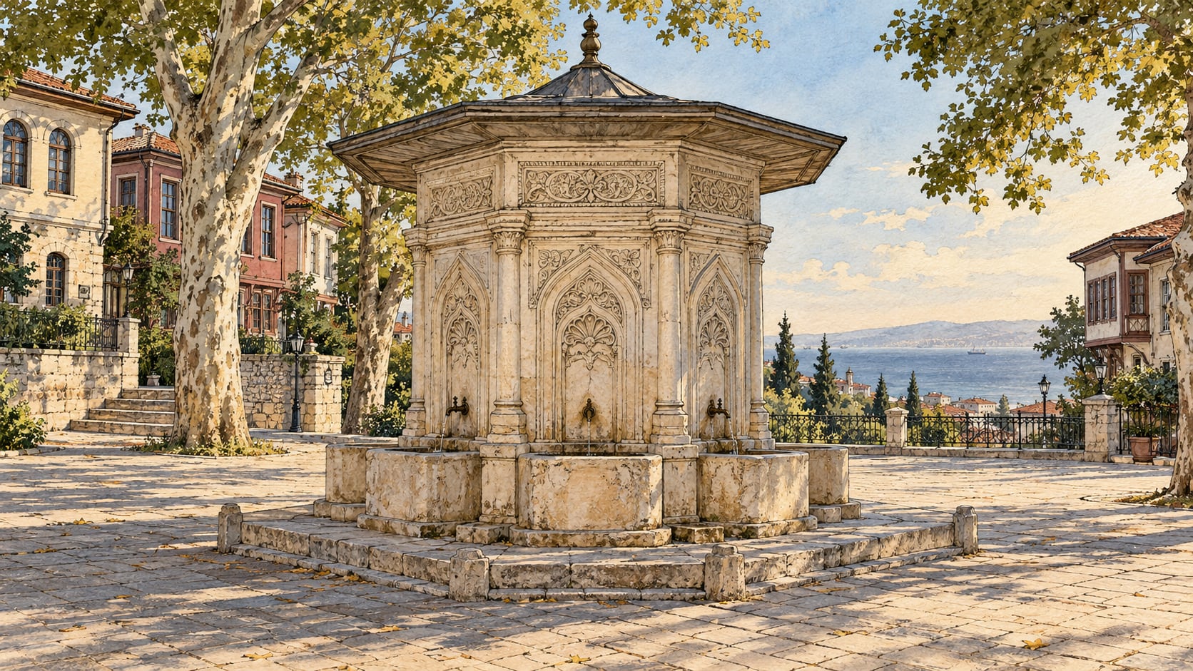 Orta Fountain çizimi, Tekirdağ