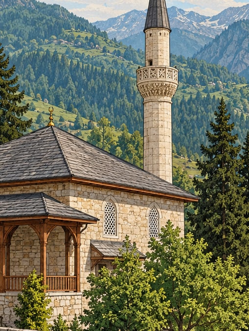 Zeichnung: Dorfmoschee von Ortacalar, Artvin