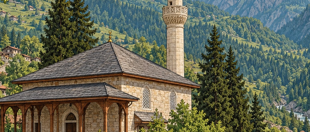 Ortacalar Village Mosque çizimi, Artvin