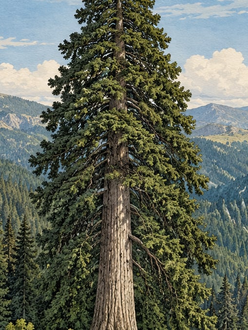 Zeichnung: Naturdenkmal Örümcek-Wald Tanne IV, Gümüşhane