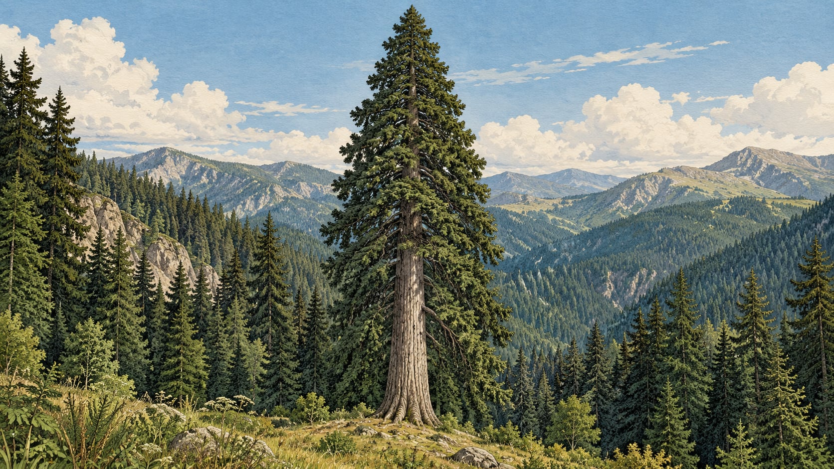 Örümcek Forest Fir IV Natural Monument çizimi, Gümüşhane