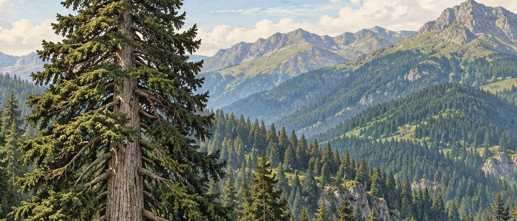 Örümcek Forest Spruce II Natural Monument çizimi, Gümüşhane