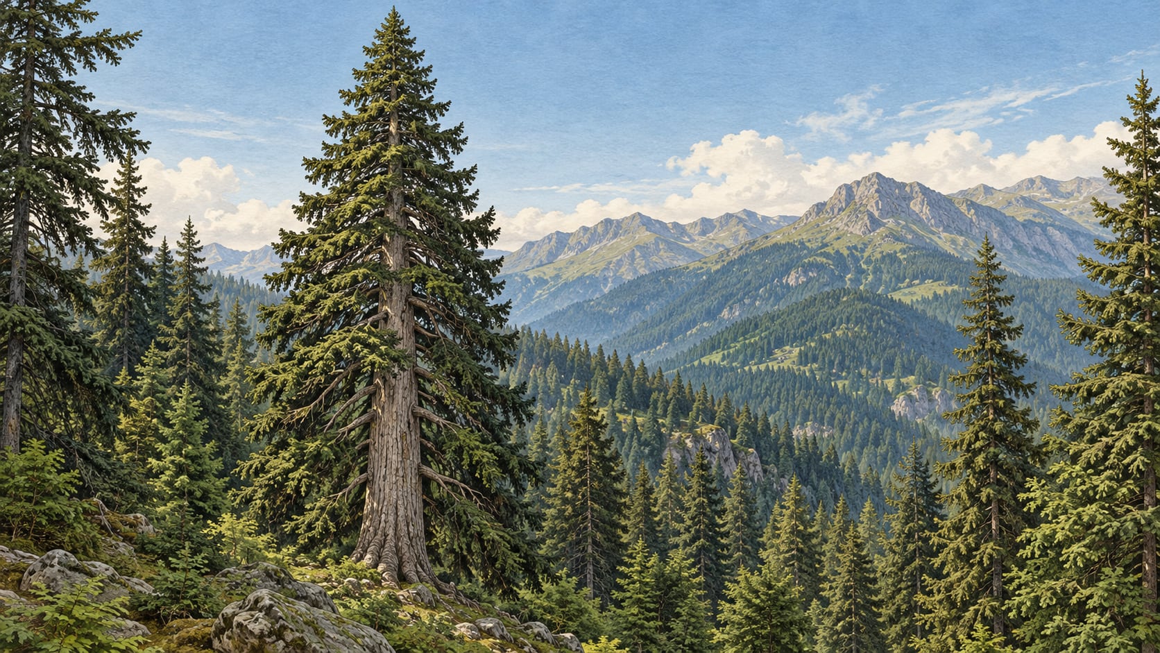 Örümcek Forest Spruce II Natural Monument çizimi, Gümüşhane