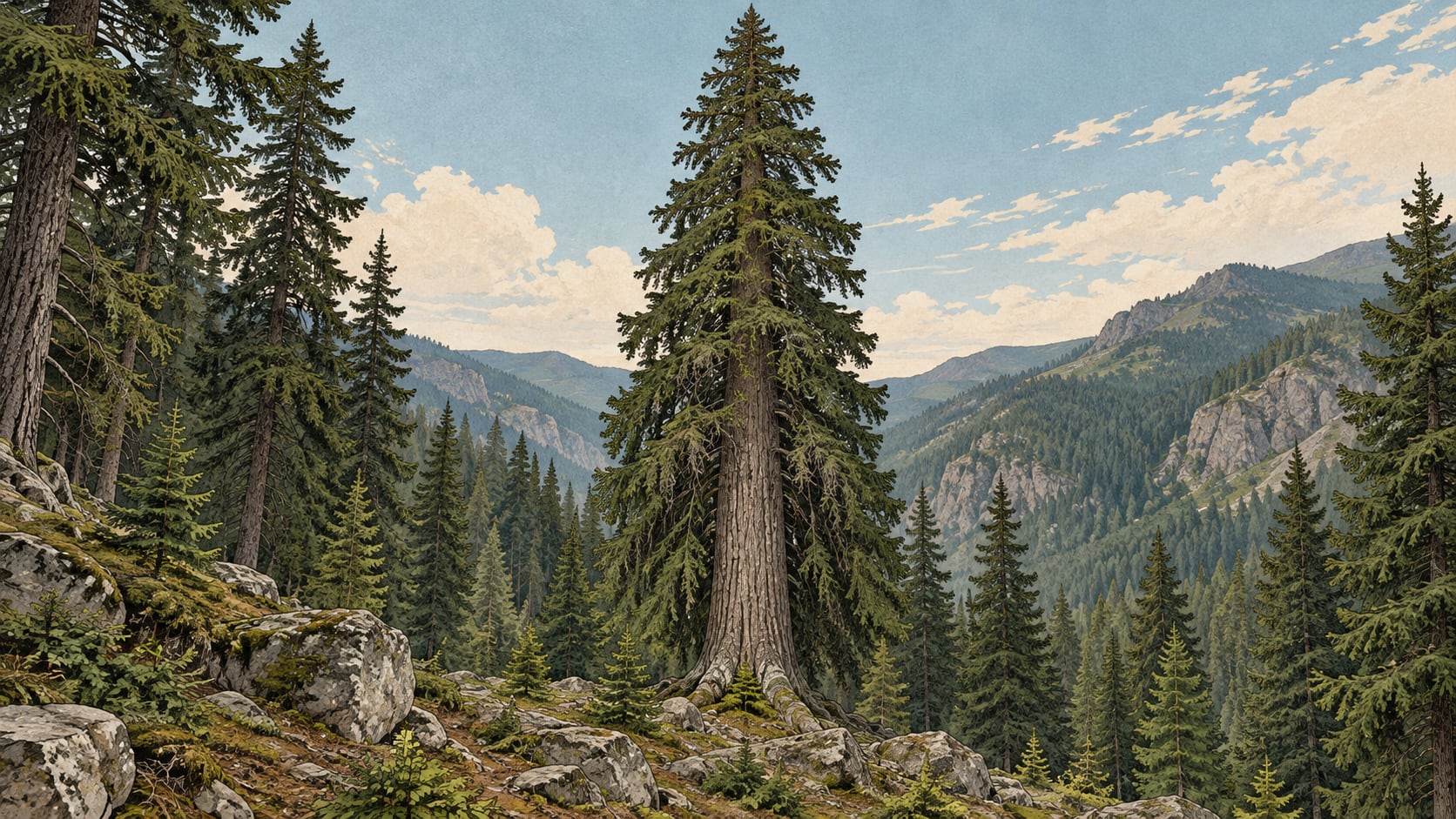 Örümcek Forest Spruce IV Natural Monument çizimi, Gümüşhane