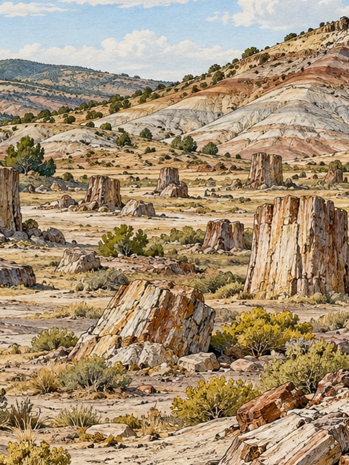 Zeichnung: Naturdenkmal Fossiler Wald von Osmancalı, Manisa
