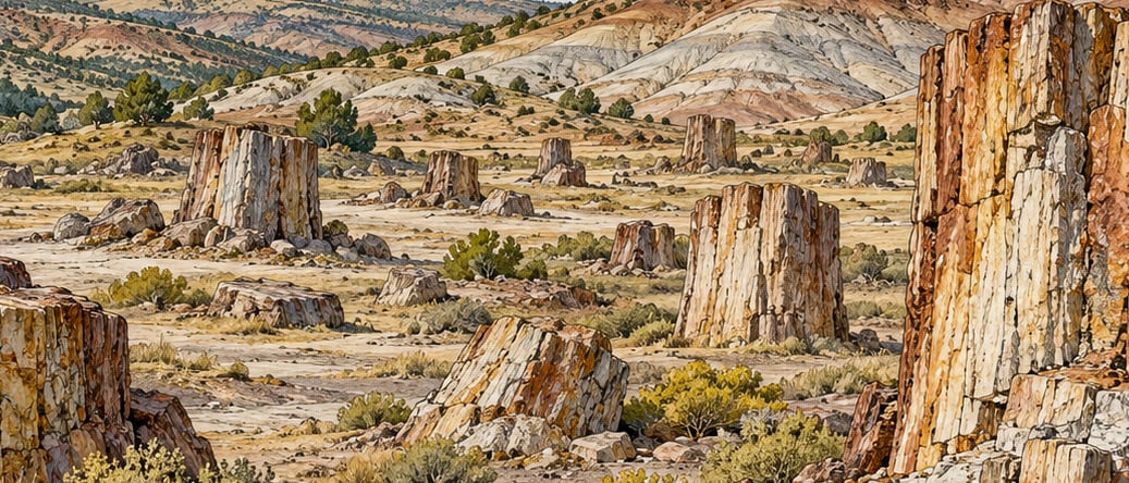 Osmancalı Fossil Forest Natural Monument çizimi, Manisa