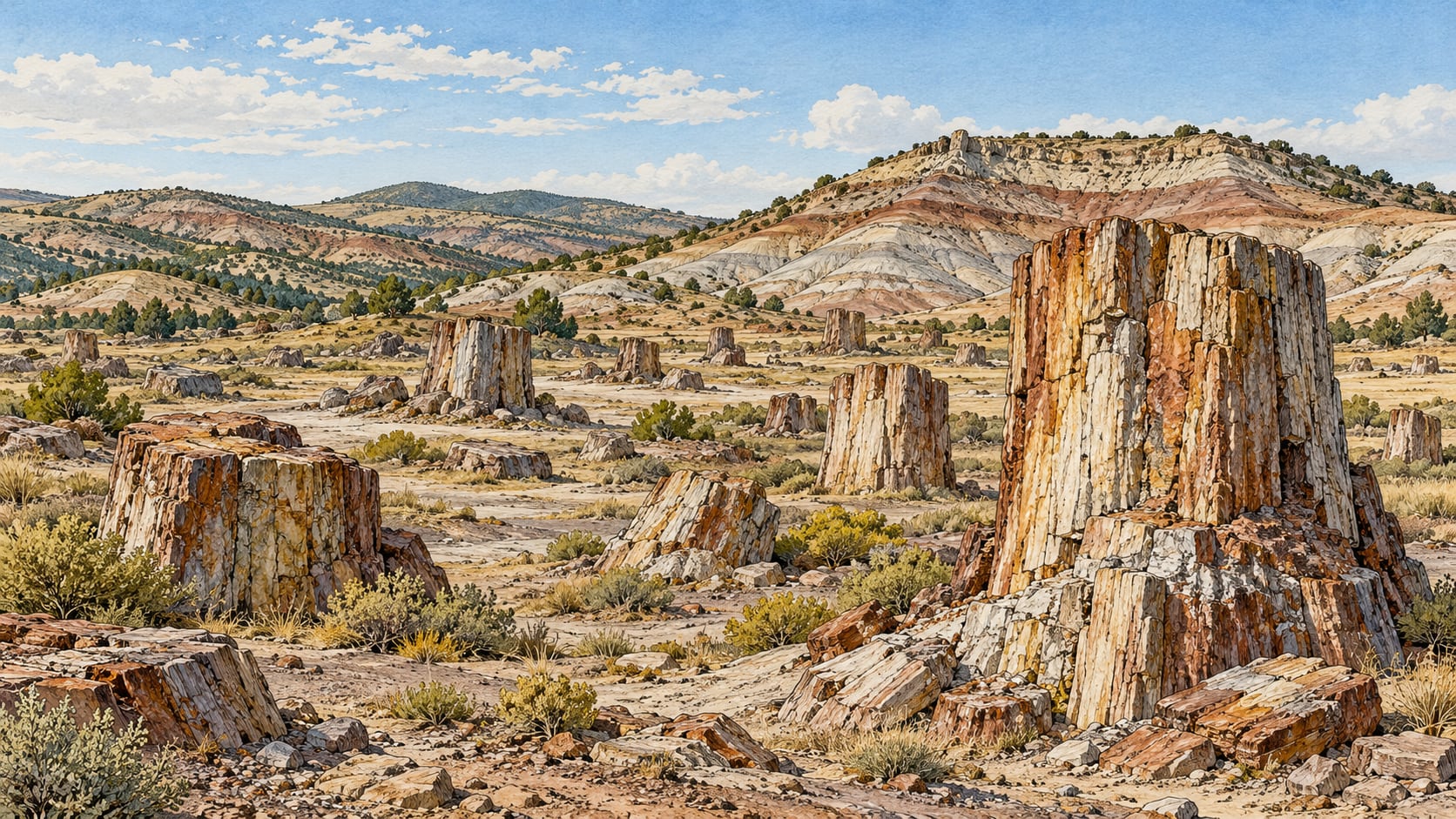 Osmancalı Fossil Forest Natural Monument çizimi, Manisa