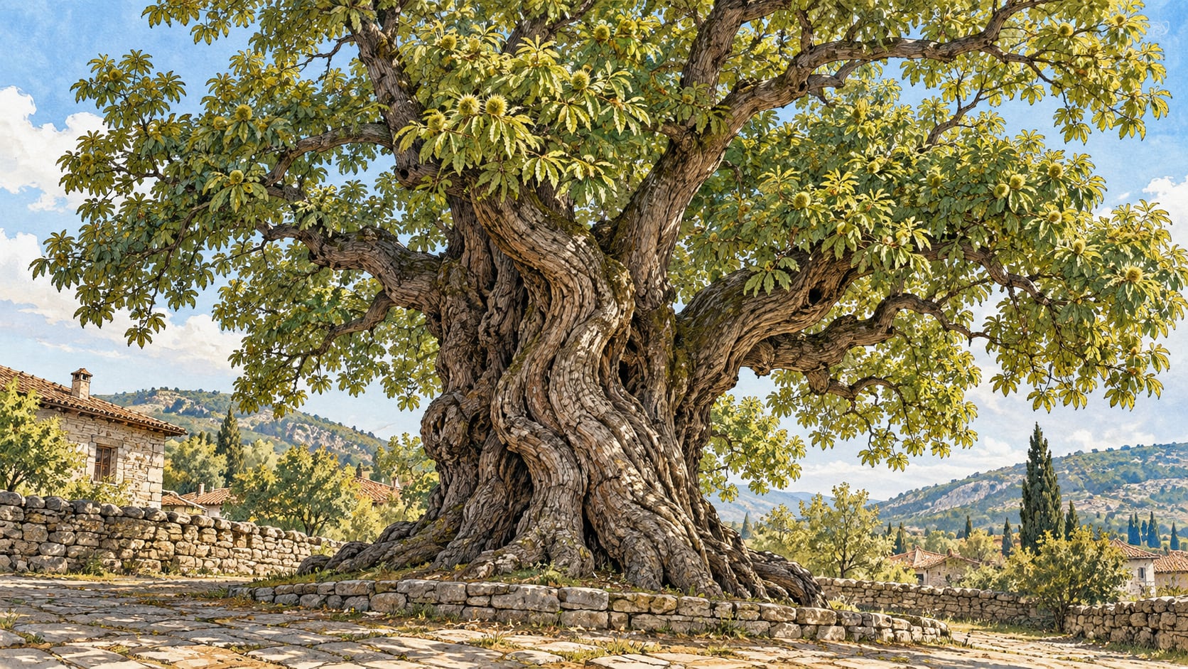 Ovacık Village Anatolian Chestnut Natural Monument çizimi, İzmir