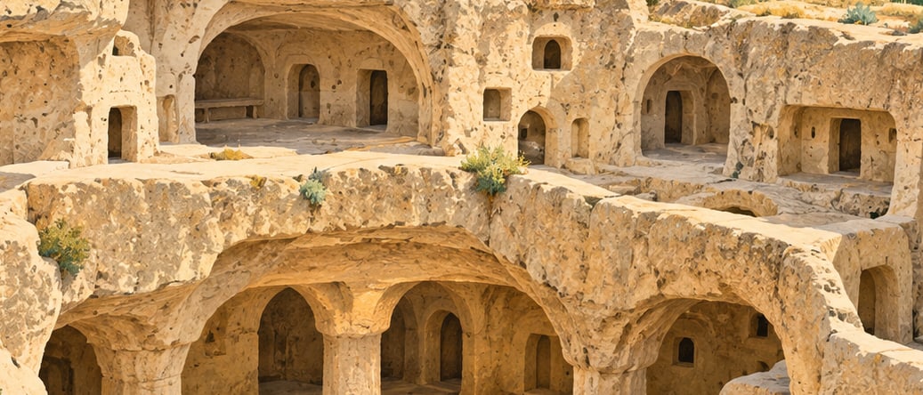Özkonak Underground City çizimi, Nevşehir