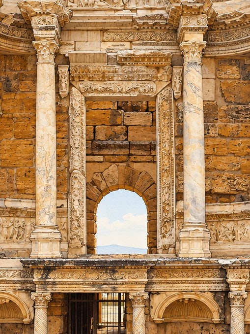 Ilustración: Ciudad Antigua de Hierápolis-Pamukkale, Denizli