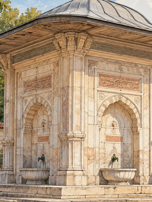 Zeichnung: Paşa-Brunnen, Kırklareli