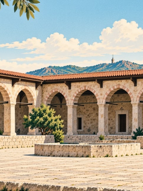 Zeichnung: Paşa-Karawanserei, Uşak