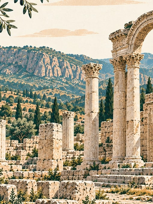 Zeichnung: Antike Stadt Pepouza, Uşak