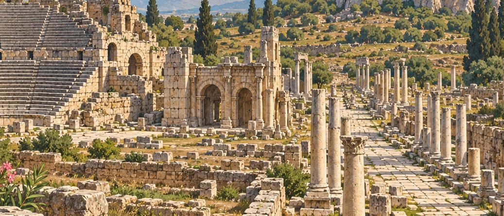 Perge Archaeological Site çizimi, Antalya