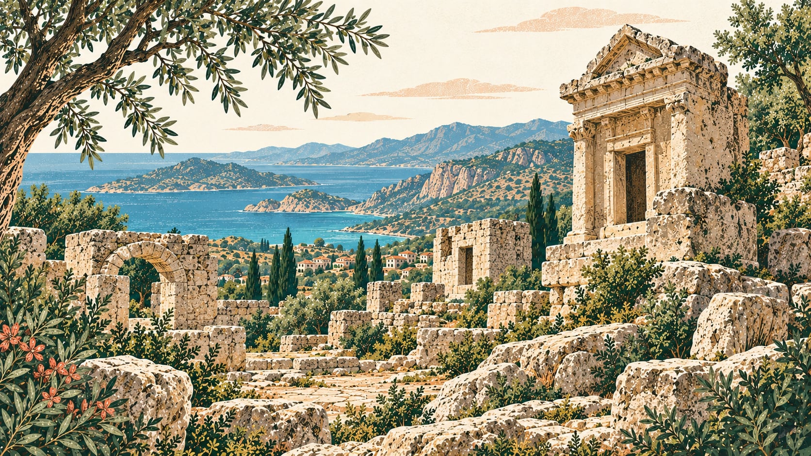Phellos Ancient City çizimi, Antalya