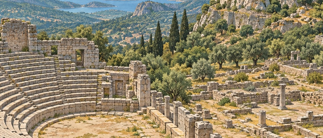 Pınara Archaeological Site çizimi, Muğla