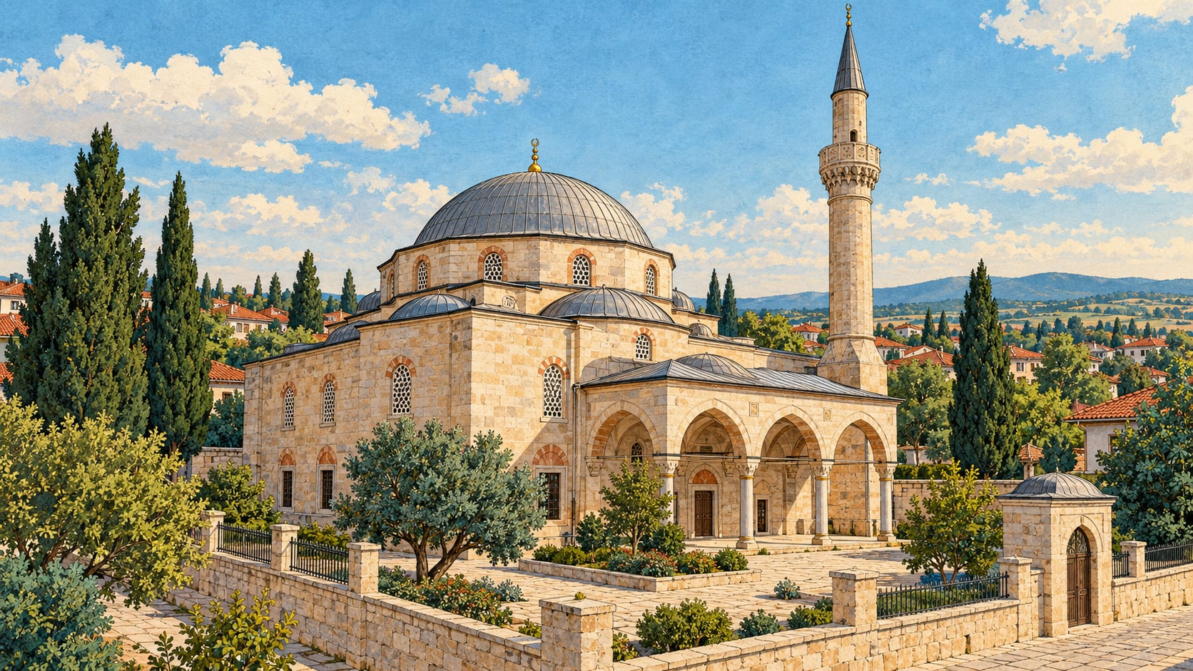 Pınarhisar Hundi Hatun Mosque / Cami-i Kebir çizimi, Kırklareli