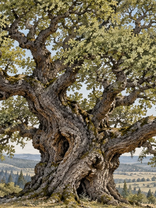 Zeichnung: Naturdenkmal Piribaba-Eiche, Eskişehir