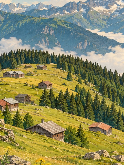 Zeichnung: Hochebene Pokut, Rize
