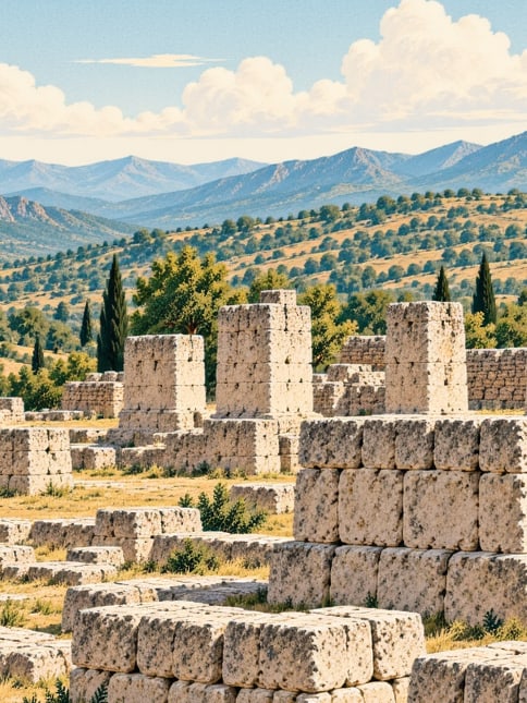 Zeichnung: Ausgrabungsstätte Priene, Aydın