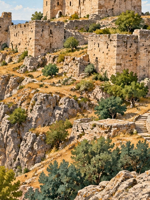 Zeichnung: Burg Rabat, Batman