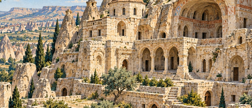 Nuns and Monks Monastery çizimi, Nevşehir
