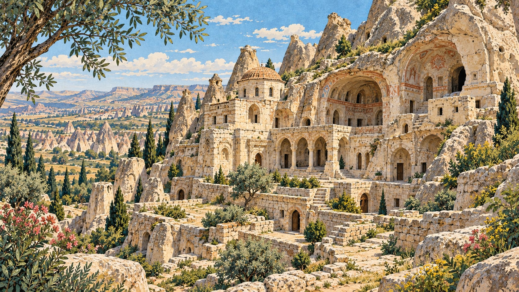 Nuns and Monks Monastery çizimi, Nevşehir