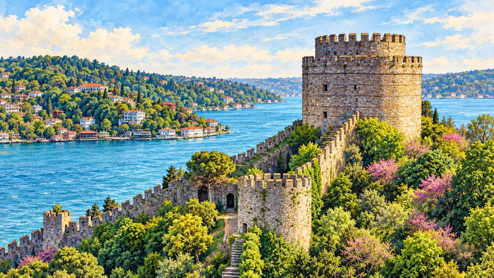 Rumeli Fortress çizimi, İstanbul