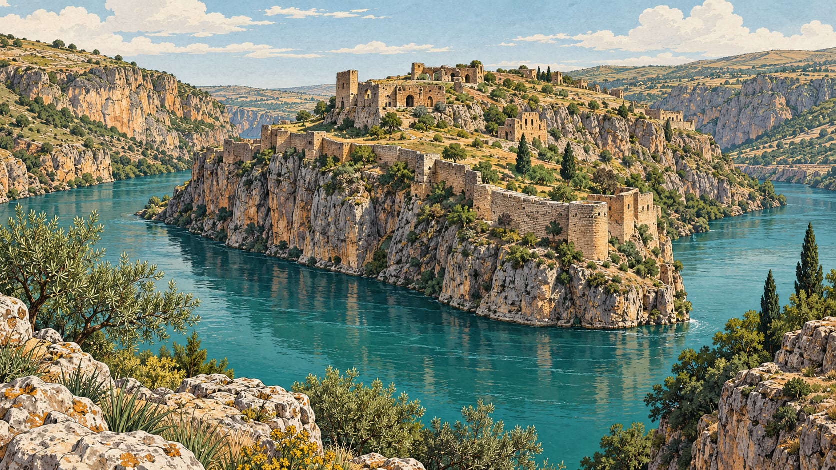 Rumkale Archaeological Site çizimi, Gaziantep