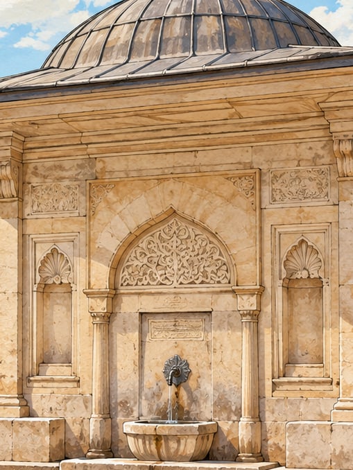 Zeichnung: Rüstem-Efendi-Brunnen, Tekirdağ