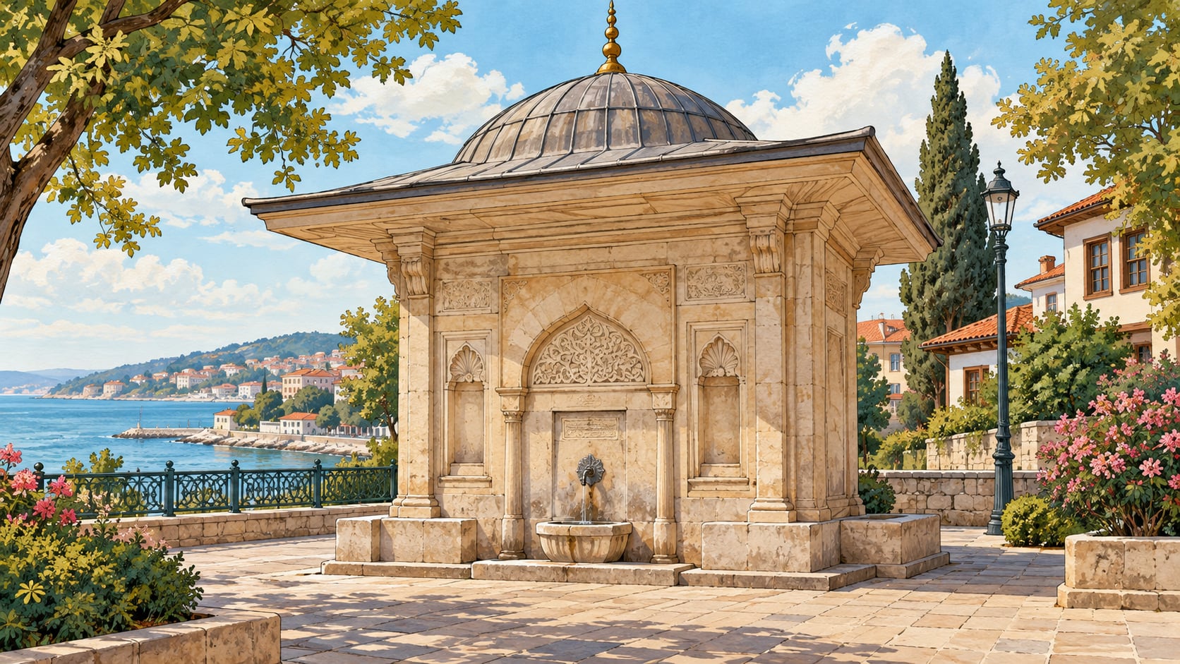 Rüstem Efendi Fountain çizimi, Tekirdağ