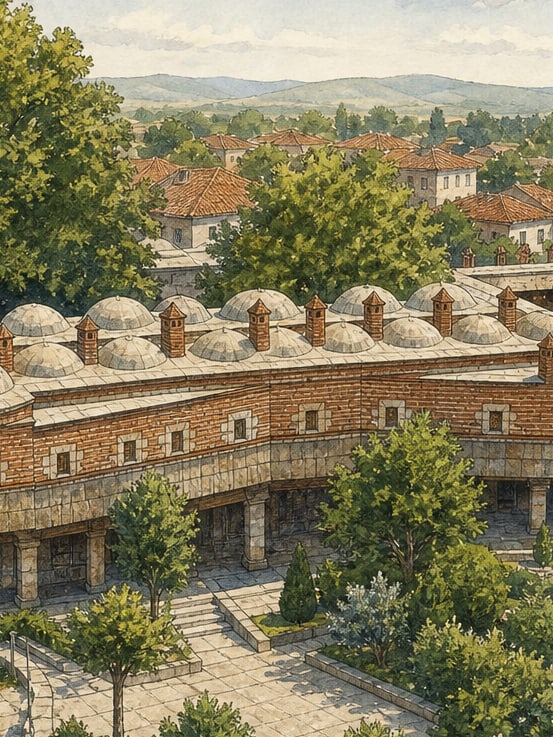 Zeichnung: Rüstempaşa-Karawanserei, Edirne