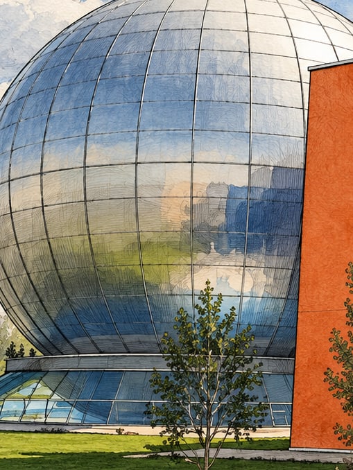 Zeichnung: Sabancı-Weltraumhaus, Eskişehir