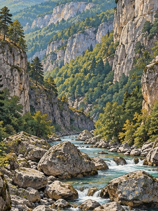 Zeichnung: Naturpark Sadağı-Canyon, Bursa