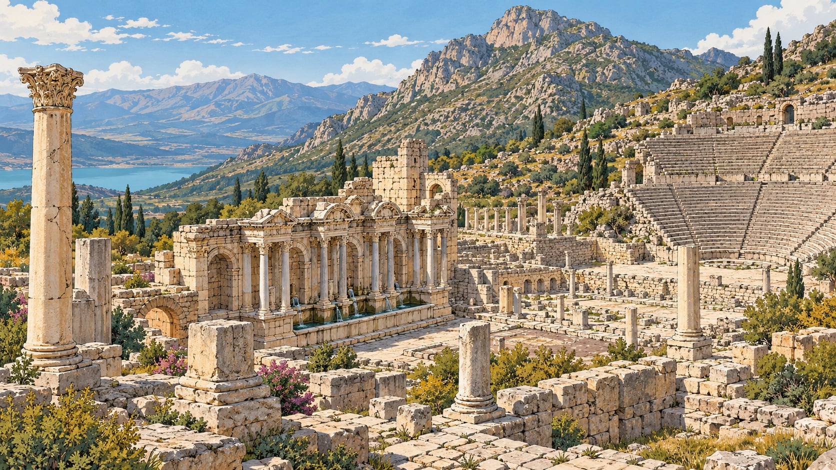Sagalassos Archaeological Site çizimi, Burdur
