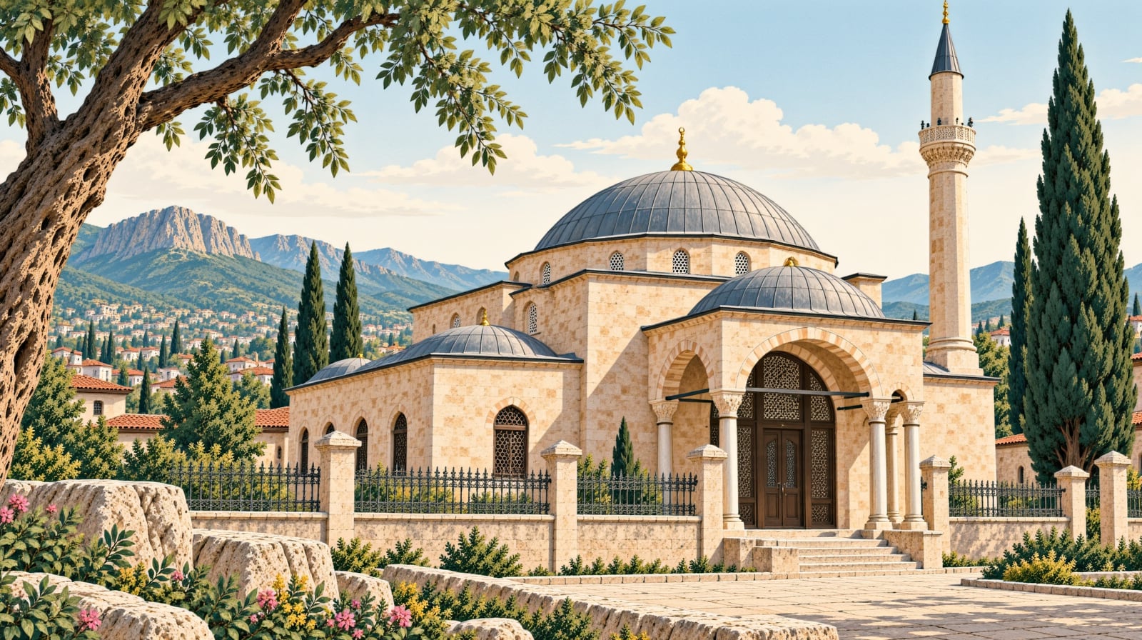 Şah Melek Mosque çizimi, Edirne