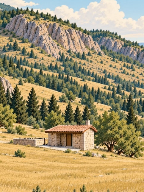 Zeichnung: Hochweide Sahara, Artvin
