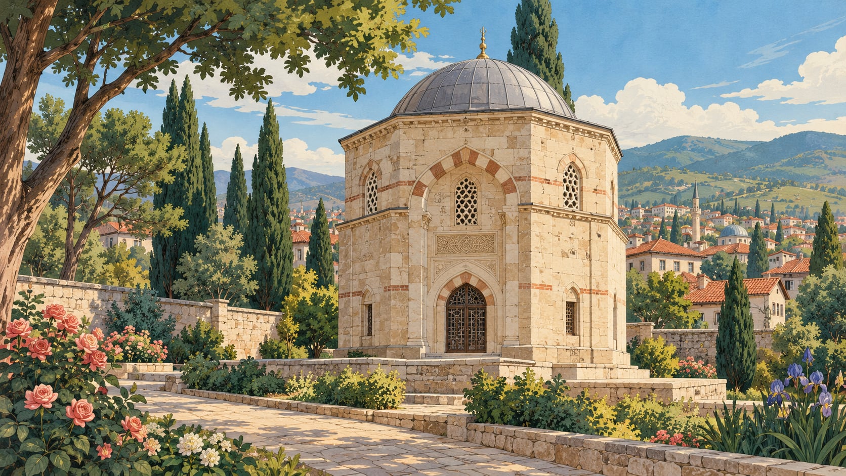 Şair Şeyhi Tomb / Hekim Sinan Tomb çizimi, Kütahya