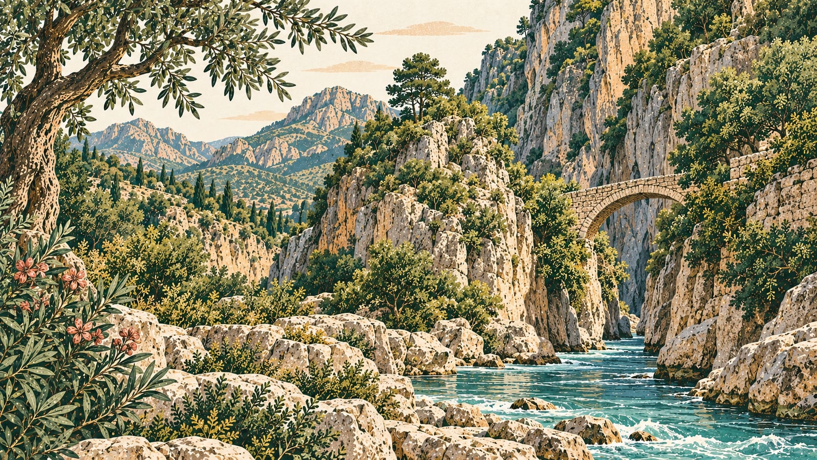 Saklıkent National Park çizimi, Muğla