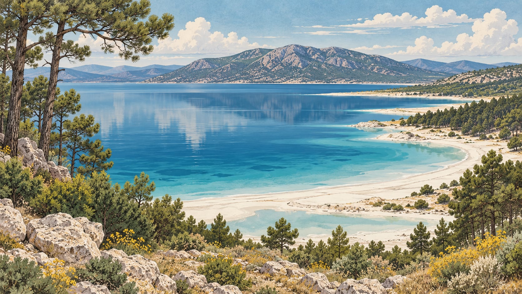 Salda Lake Nature Park çizimi, Burdur